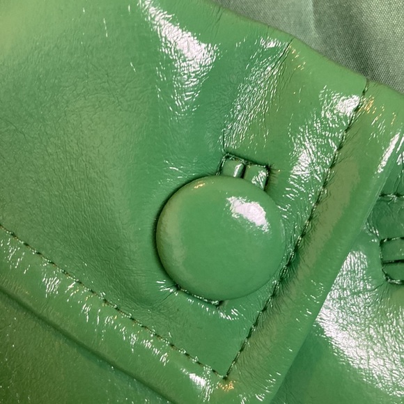 H&M Peacoat Vegan Faux Leather Sz 8 Green Elevated Basic Retro Pop of Color Fall - Picture 4 of 15